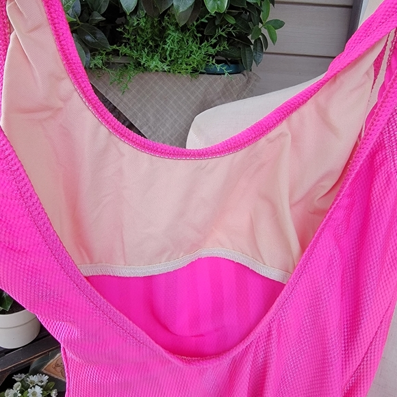 PACIFIC CONNECTIONS ♡ Gorgeous Vintage 1pc Pink Stripped Open Back Swimsuit 9/10 - Picture 16 of 17